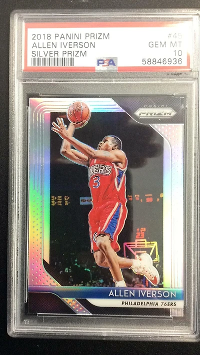 2018 Panini Prizm 45 Allen Iverson Silver Prizm PSA 10