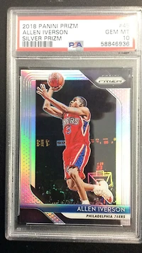 2018 Panini Prizm 45 Allen Iverson Silver Prizm PSA 10