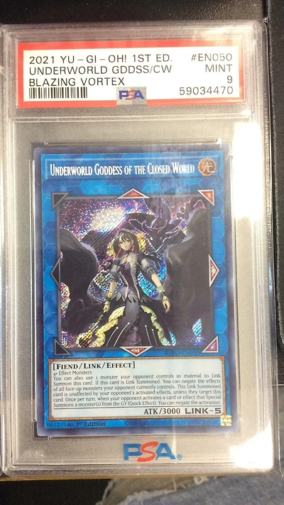 2021 Yu-gi-oh! Blvo-blazing Vortex En050 Underworld Goddess Of The Closed World 1st Edition PSA 9