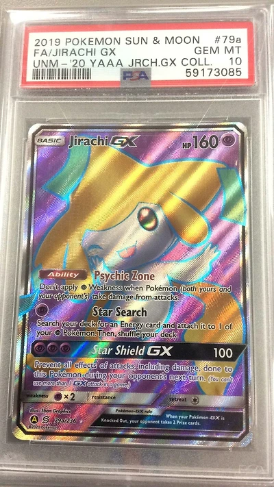 2019 Pokemon Sun & Moon Unified Minds 79a Fa/jirachi Gx PSA