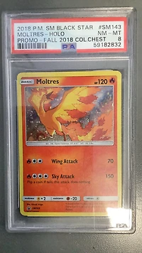 2018 Pokemon Sm Black Star Promo Sm143 Moltres-holo Fall 2018 Collector Chest PSA 8