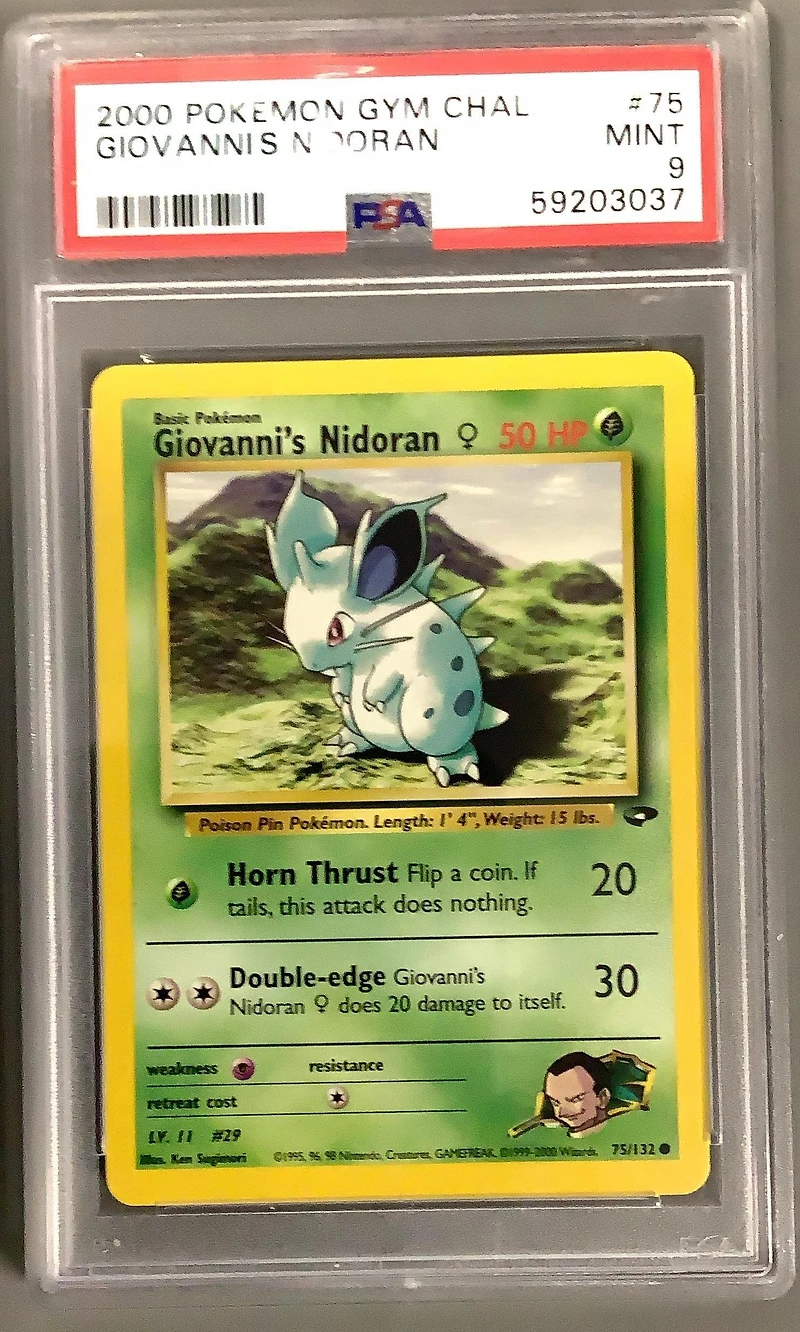 2000 Pokemon Gym Challenge 75 Giovanni's Nidoran PSA 9