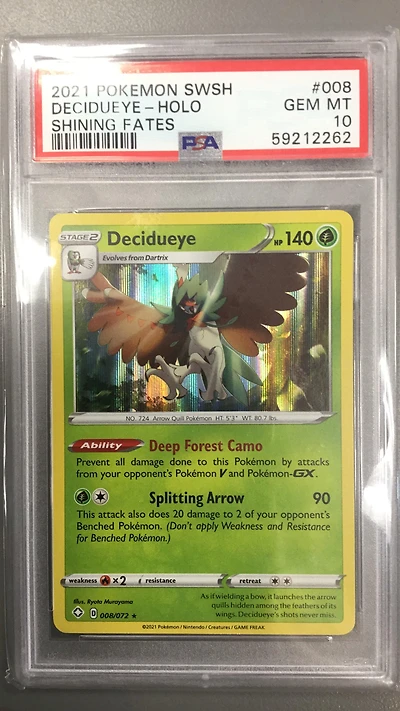 2021 Pokemon Sword & Shield Shining Fates 008 Decidueye-holo PSA 10