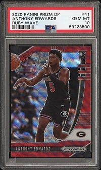 2020 Panini Prizm Draft Picks 41 Anthony Edwards Ruby Wave PSA 10