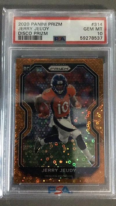 2020 Panini Prizm 314 Jerry Jeudy Disco Prizm PSA 10