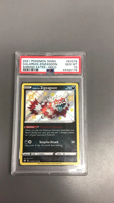 2021 Pokemon Sword & Shield Shining Fates Sv078 Galarian Zigzagoon-holo PSA