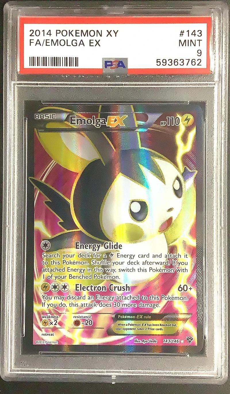 2014 Pokemon Xy 143 Full Art/emolga Ex PSA 9