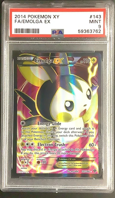 2014 Pokemon Xy 143 Full Art/emolga Ex PSA 9