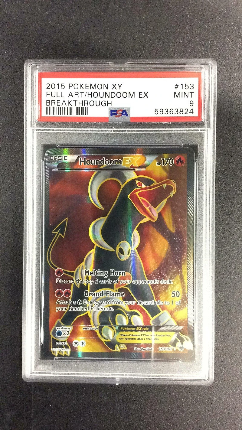 2015 Pokemon Xy Breakthrough 153 Full Art/houndoom Ex PSA 9