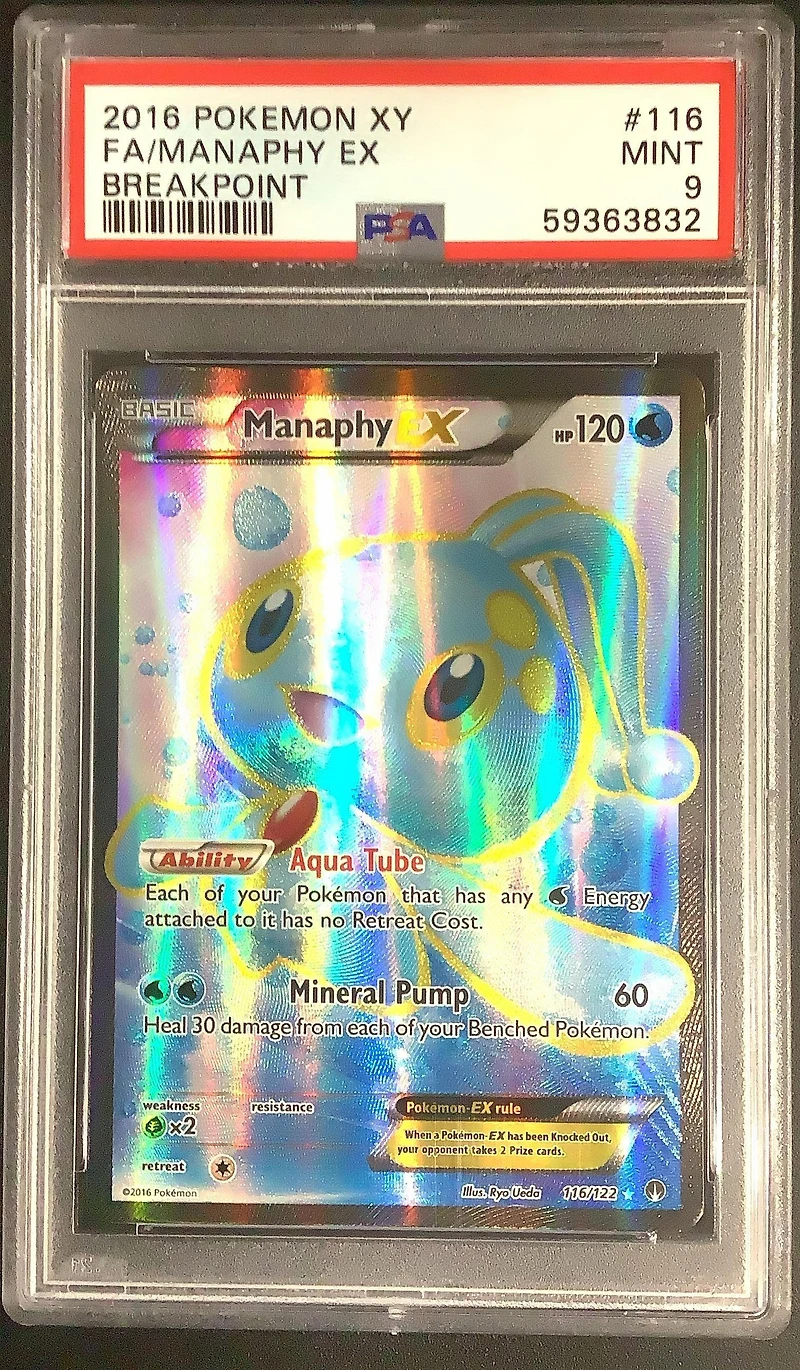 2016 Pokemon Xy Breakpoint 116 Full Art/manaphy Ex PSA 9
