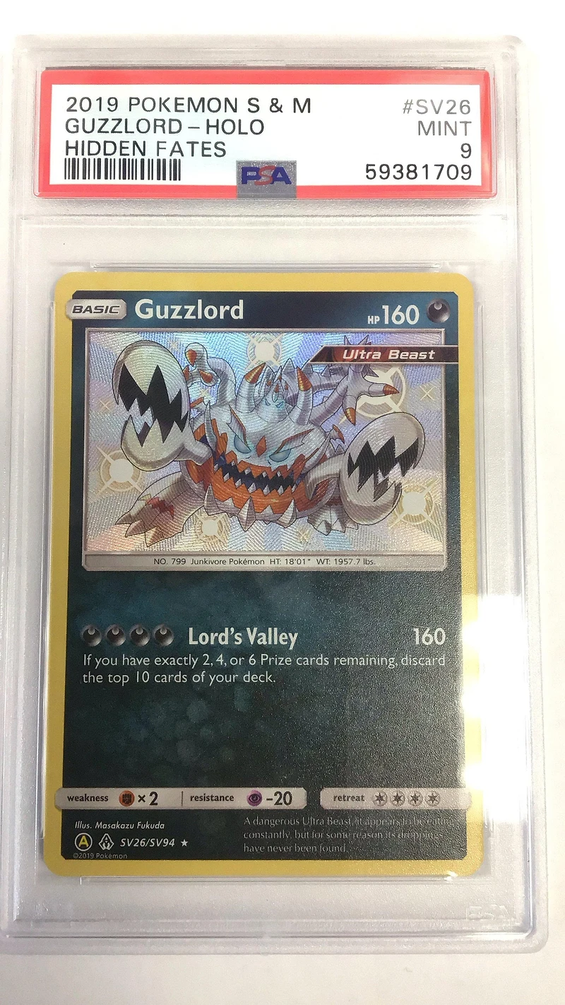 2019 Pokemon Sun & Moon Hidden Fates Sv26 Guzzlord PSA 9