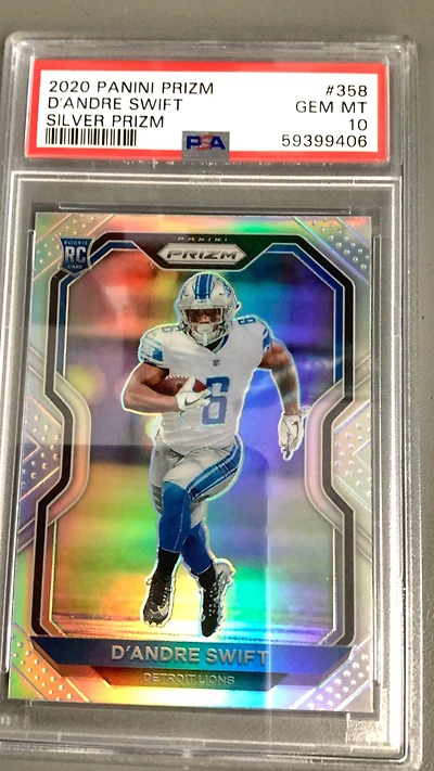2020 Panini Prizm 358 D'andre Swift Silver Prizm PSA 10