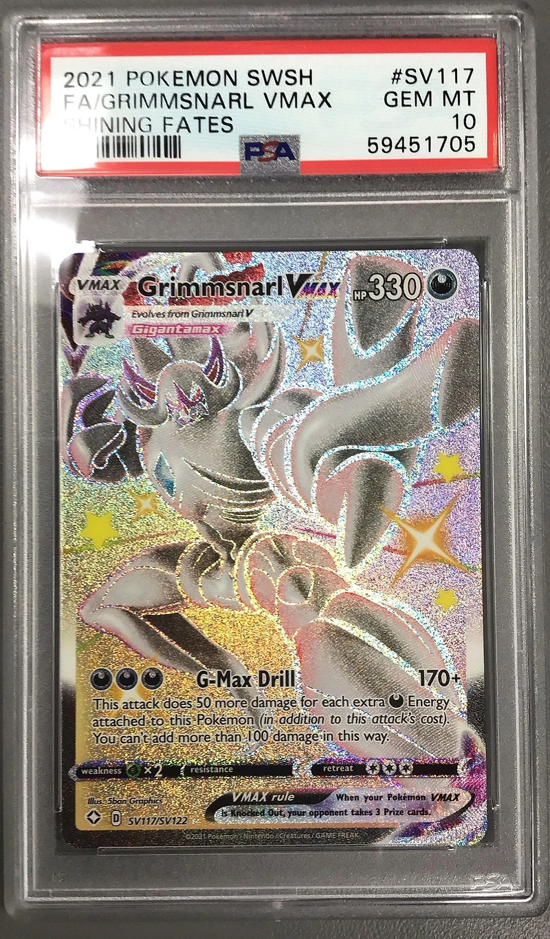 2021 Pokemon Sword & Shield Shining Fates Sv117 Full Art/grimmsnarl Vmax PSA