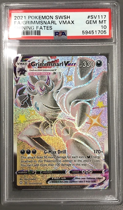 2021 Pokemon Sword & Shield Shining Fates Sv117 Full Art/grimmsnarl Vmax PSA
