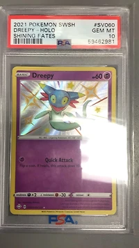 2021 Pokemon Sword & Shield Shining Fates Sv060 Dreepy-holo PSA