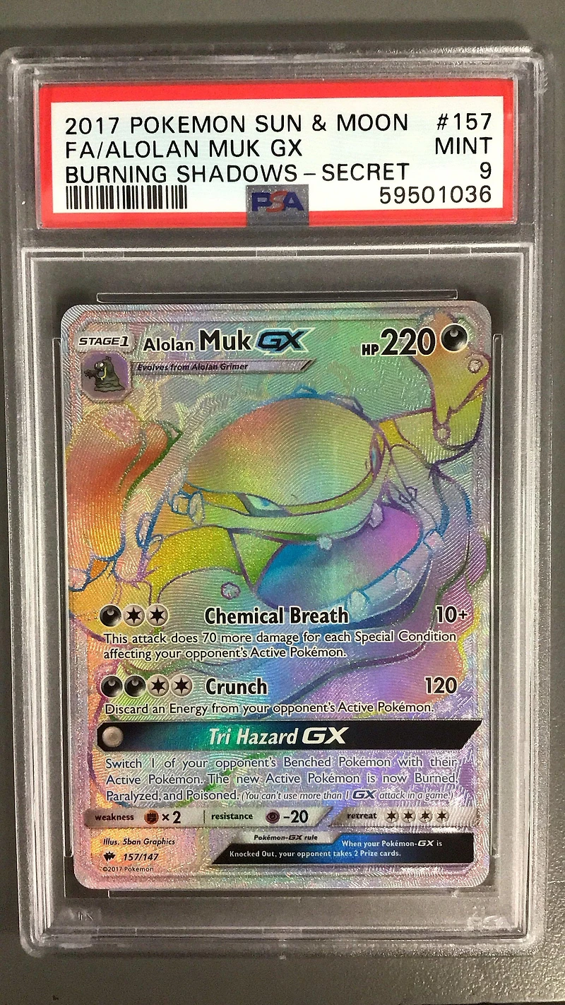 2017 Pokemon Sun & Moon Burning Shadows 157 Full Art/alolan Muk Gx Secret PSA