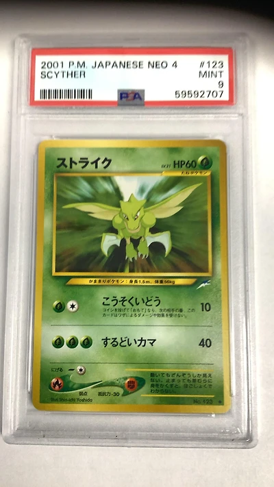 2001 Pokemon Japanese Neo 4 123 Scyther PSA 9