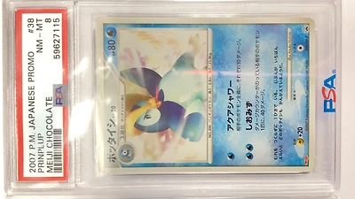 2007 Pokemon Japanese Promo 38 Prinplup Meiji Chocolate PSA 8