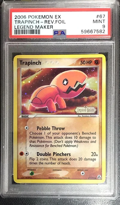 2006 Pokemon Ex Legend Maker 67 Trapinch-reverse Foil PSA 9