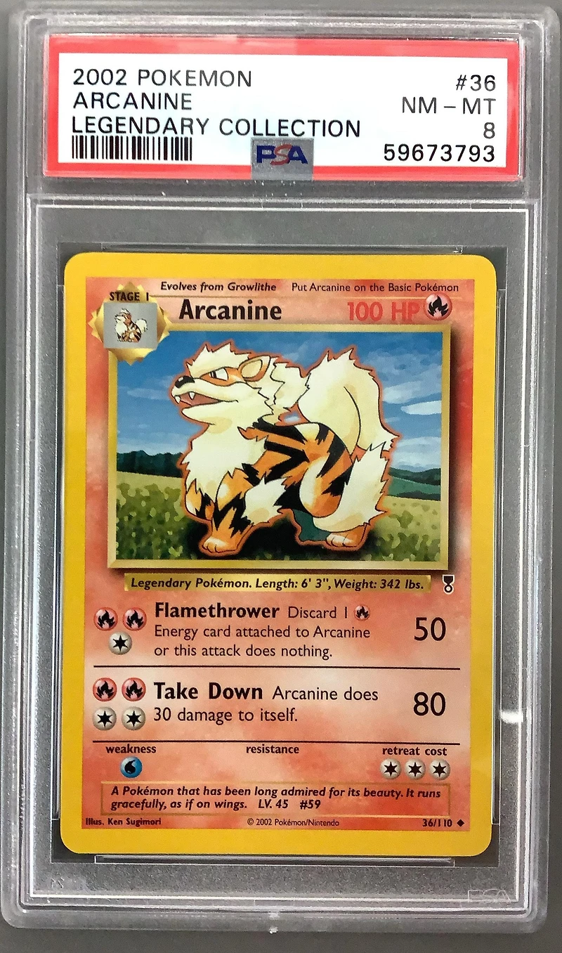 2002 Pokemon Legendary Collection 36 Arcanine PSA 8