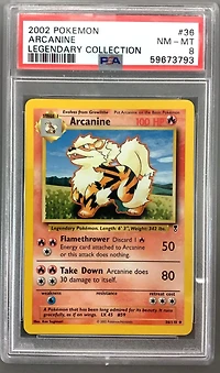 2002 Pokemon Legendary Collection 36 Arcanine PSA 8