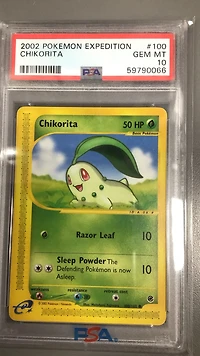 2002 Pokemon Expedition 100 Chikorita PSA 10