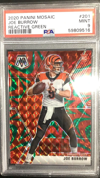 2020 Panini Mosaic Joe Burrow Reactive Green PSA