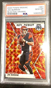 2020 Panini Mosaic Joe Burrow Reactive Orange PSA