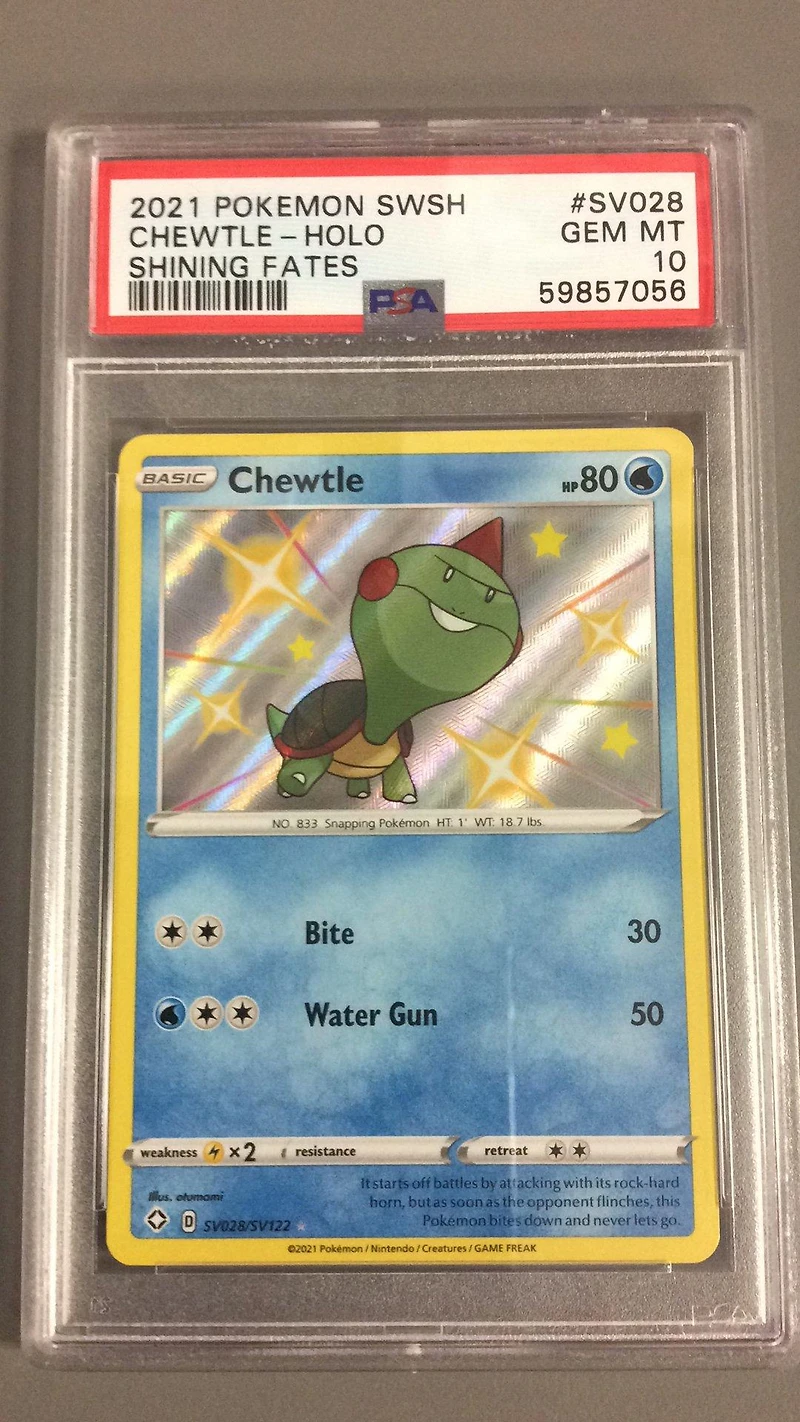 2021 Pokemon Sword & Shield Shining Fates Sv028 Chewtle-holo PSA 10