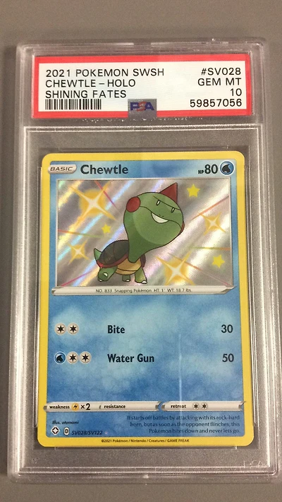 2021 Pokemon Sword & Shield Shining Fates Sv028 Chewtle-holo PSA 10