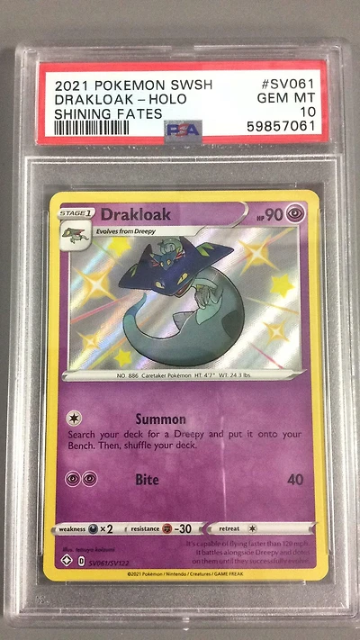 2021 Pokemon Sword & Shield Shining Fates Sv061 Drakloak-holo PSA 10
