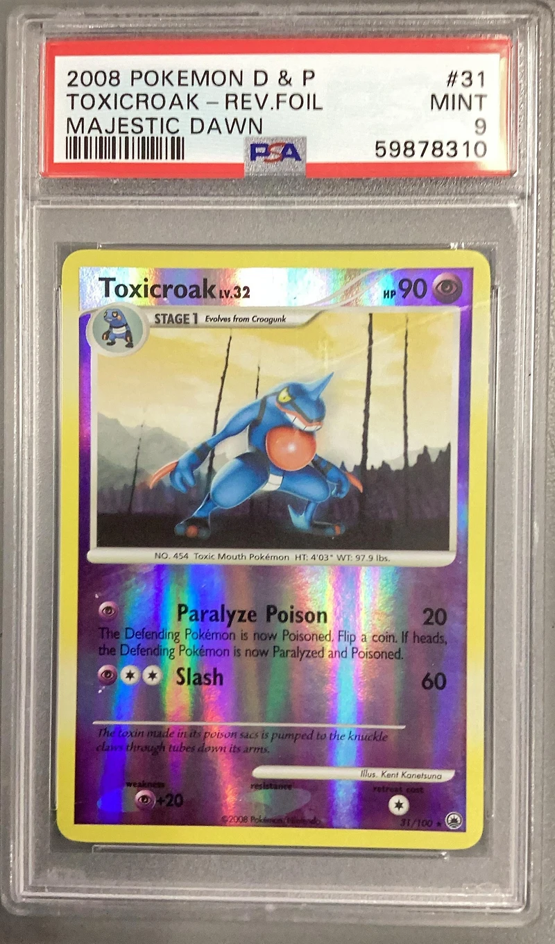 2008 Pokemon Diamond & Pearl Majestic Dawn 31 Toxicroak-reverse Foil PSA 9