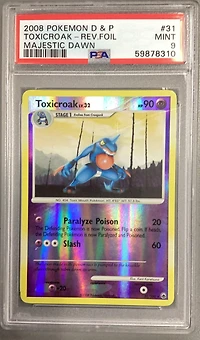 2008 Pokemon Diamond & Pearl Majestic Dawn 31 Toxicroak-reverse Foil PSA 9