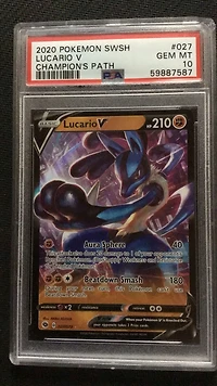 2020 Pokemon Sword & Shield Champion's Path 027 Lucario V PSA 10