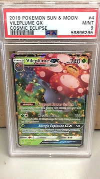 2019 Pokemon Sun & Moon Cosmic Eclipse 4 Vileplume Gx PSA