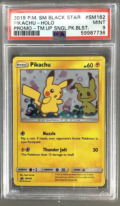 2019 Pokemon Sm Black Star Promo Sm162 Pikachu-holo Team Up Single Pack Blisters PSA