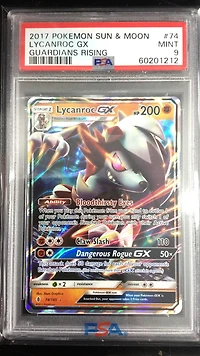 2017 Pokemon Sun & Moon Guardians Rising 74 Lycanroc Gx PSA