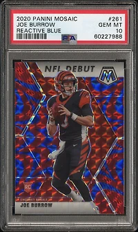 2020 Panini Mosaic Joe Burrow Reactive Blue PSA