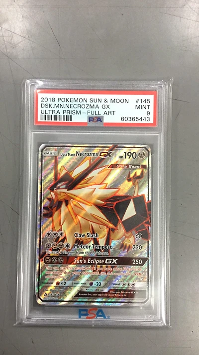 2018 Pokemon Sun & Moon Ultra Prism 145 Full Art/dusk Mane Necrozma Gx PSA 9