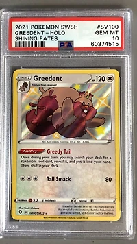 2021 Pokemon Sword & Shield Shining Fates Sv100 Greedent-holo PSA