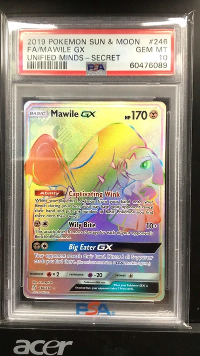 2019 Pokemon Sun & Moon Unified Minds 246 Full Art/mawile Gx Secret PSA 10