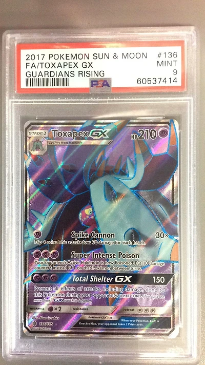 2017 Pokemon Sun & Moon Guardians Rising 136 Full Art/toxapex Gx PSA 9