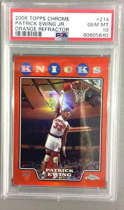 2008 Topps Chrome 214 Patrick Ewing Jr. Orange Refractor PSA 10