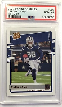 2020 Panini Donruss 306 Ceedee Lamb Canvas PSA 10