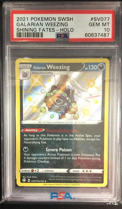 2021 Pokemon Sword & Shield Shining Fates Sv077 Galarian Weezing-holo PSA