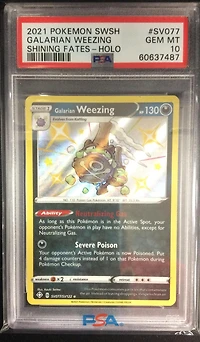 2021 Pokemon Sword & Shield Shining Fates Sv077 Galarian Weezing-holo PSA