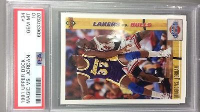 1991 Upper Deck 34 Magic Vs. Jordan PSA 10