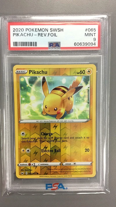 2020 Pokemon Sword & Shield 065 Pikachu-reverse Foil PSA 9