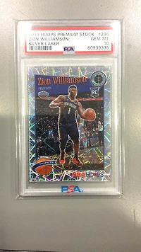 2019 Panini Hoops Premium Stock 296 Zion Williamson Silver Laser PSA 10