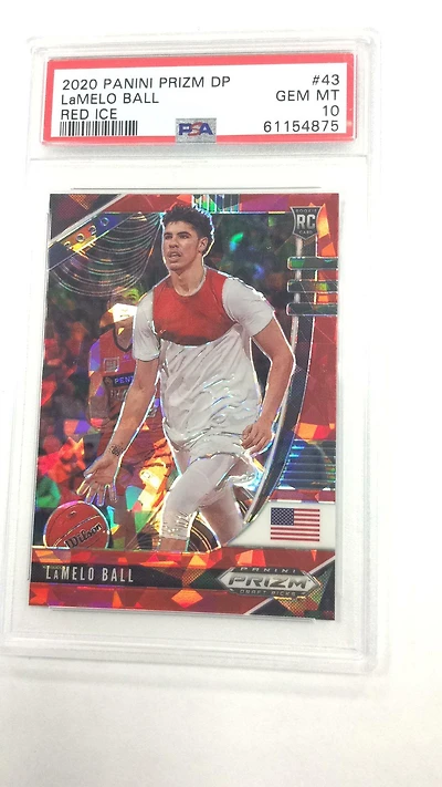 2020 Panini Prizm Draft Picks 43 Lamelo Ball Red Ice PSA 10